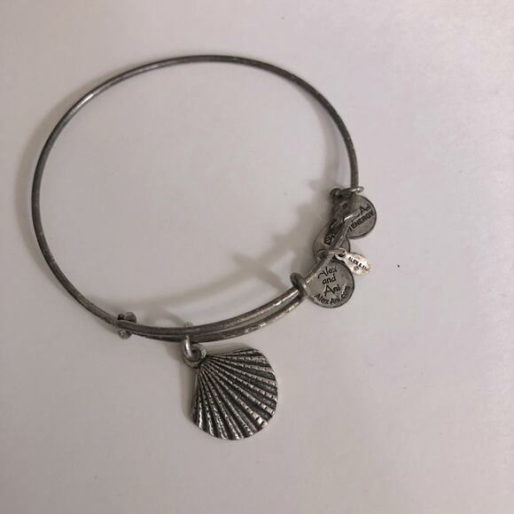 Alex and Ani Shell seashell Silver Charm Bracelet Bangle adjustable - Picture 6 of 7